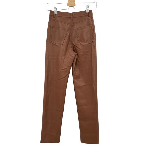 Aritzia Wilfred The Melina Pant Faux Vegan Leather High Waist Cognac‎ Brown 0 - Picture 7 of 12